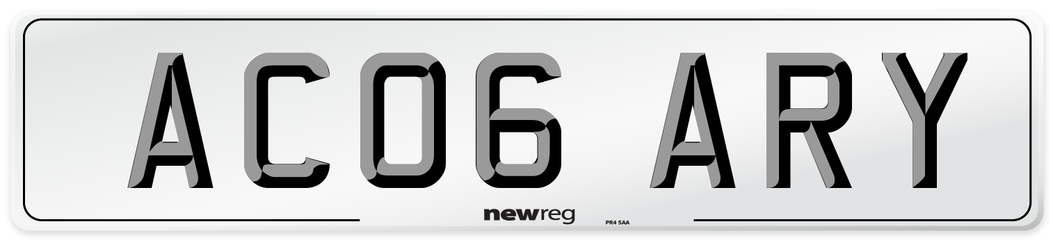 AC06 ARY Number Plate from New Reg